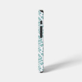 Coque iPhone 12 Mini Motif sarcelle damas Feuille (Côté gauche)