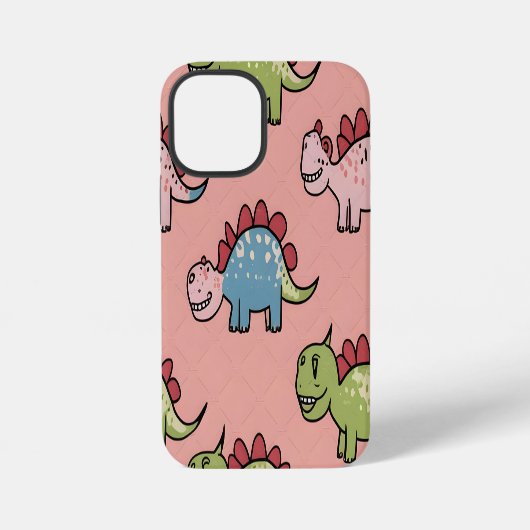 Coque iPhone 12 Mini Motif transparent de dinosaure mignon (Verso)
