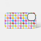 Coque iPhone 12 Mini Multicolor Houndstooth+Motif blanc (Verso Horizontal)