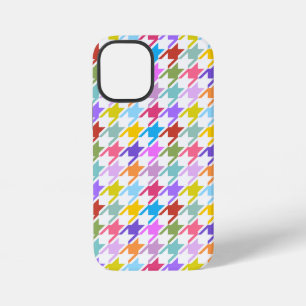 Coque iPhone 12 Mini Multicolor Houndstooth+Motif blanc