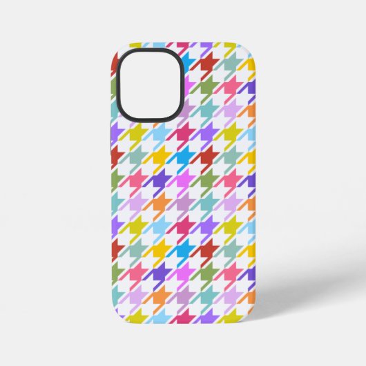 Coque iPhone 12 Mini Multicolor Houndstooth+Motif blanc (Verso)