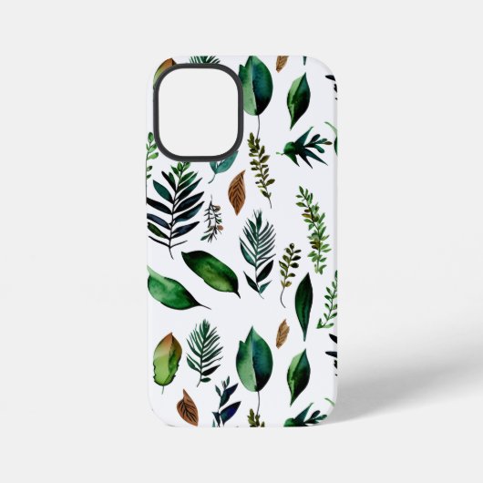 Coque iPhone 12 Mini Nature botanique du feuillage vert (Verso)