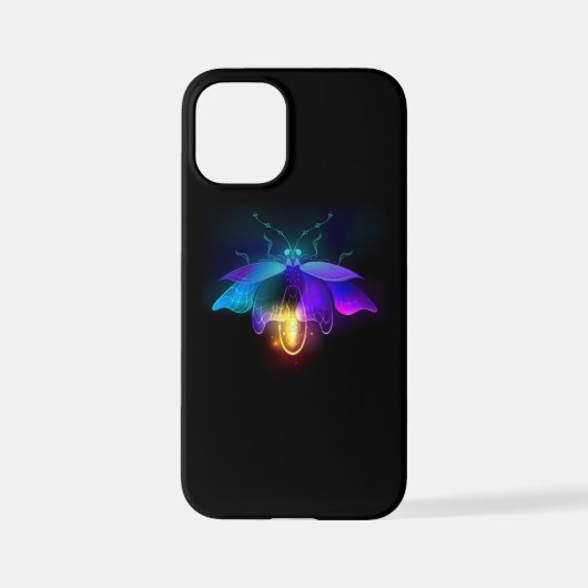 Coque iPhone 12 Mini Neon Firefly sur noir (Verso)