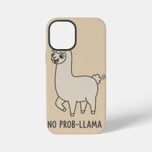 Coque iPhone 12 Mini "No Prob-Llama" Mignon Doodle de Lama - Ambiance D