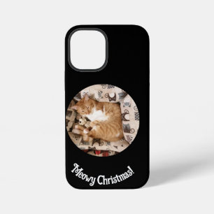 Coque iPhone 12 Mini Noël , Photo de chat ,
