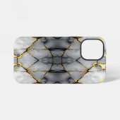 Coque iPhone 12 Mini Noir Cracké moderne Marbre blanc et noir (Verso Horizontal)