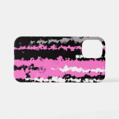 Coque iPhone 12 Mini noir rose et blanc abstrait (Verso Horizontal)