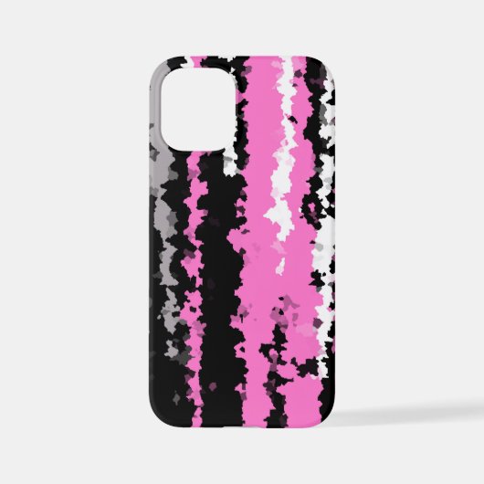 Coque iPhone 12 Mini noir rose et blanc abstrait (Verso)