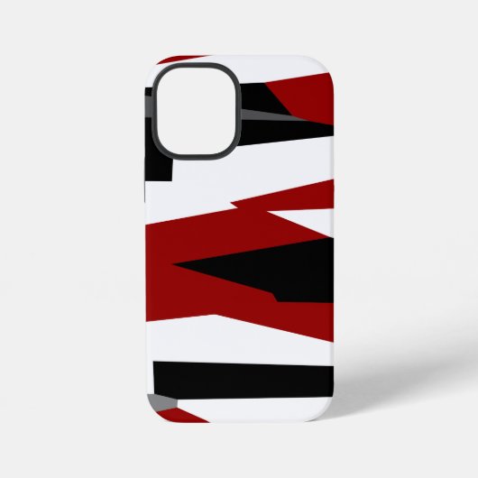 Coque iPhone 12 Mini Noir rouge gris et blanc (Verso)