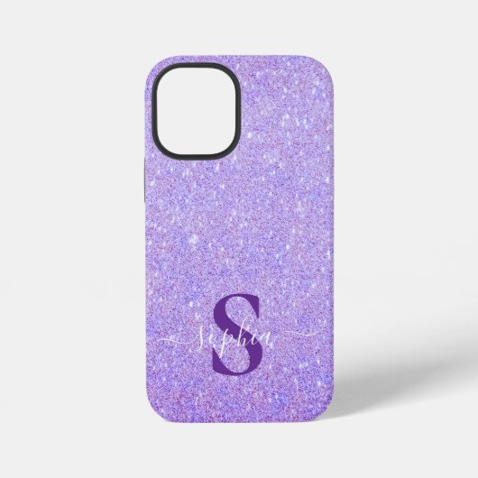 Coque iPhone 12 Mini Nom monogrammé pailleté élégant (Verso)