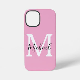 Coque iPhone 12 Mini Nom Rose Élégant Personnalisé