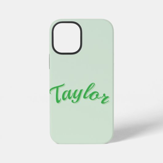 Coque iPhone 12 Mini Nom Taylor En Vert, (Verso)