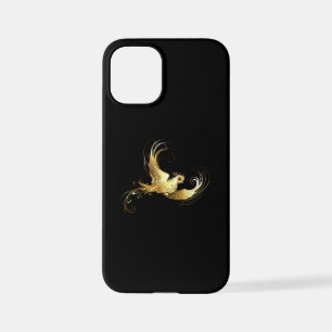 Coque iPhone 12 Mini Oiseau d'or sur Arrière - plan noir
