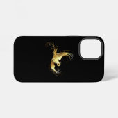 Coque iPhone 12 Mini Oiseau doré sur fond noir (Verso Horizontal)