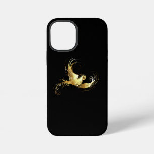 Coque iPhone 12 Mini Oiseau doré sur fond noir