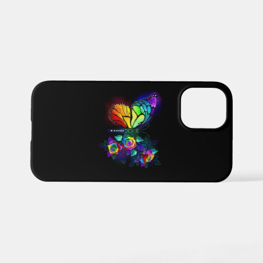 Coque iPhone 12 Mini Papillon arc-en-ciel (Verso Horizontal)