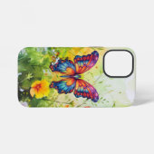Coque iPhone 12 Mini Papillon Bleu Orange Ailes (Verso Horizontal)