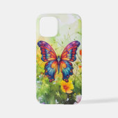 Coque iPhone 12 Mini Papillon Bleu Orange ailes (Verso)