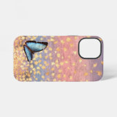 Coque iPhone 12 Mini Papillon Rose Gold Paillettes Design Abstrait (Verso Horizontal)