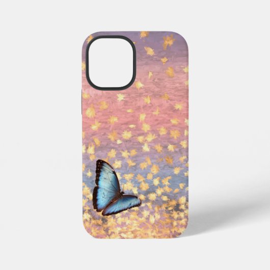 Coque iPhone 12 Mini Papillon Rose Gold Paillettes Design Abstrait (Verso)