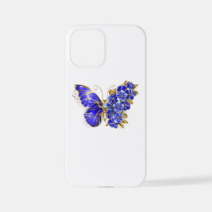 Coque iPhone 12 Mini Papillon saphir à fleurs