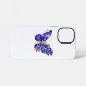 Coque iPhone 12 Mini Papillon Saphir Fleur (Verso Horizontal)