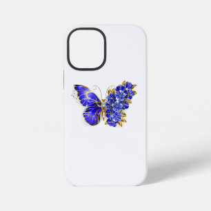 Coque iPhone 12 Mini Papillon Saphir Fleur
