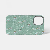 Coque iPhone 12 Mini Papillons à l'aquarelle sur fond vert menthe (Verso Horizontal)