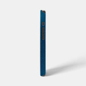 Coque iPhone 12 Mini Papillons dorés sur fond bleu (Côté gauche)