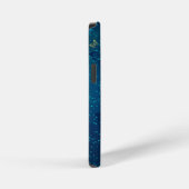 Coque iPhone 12 Mini Papillons dorés sur fond bleu (Côté droit)