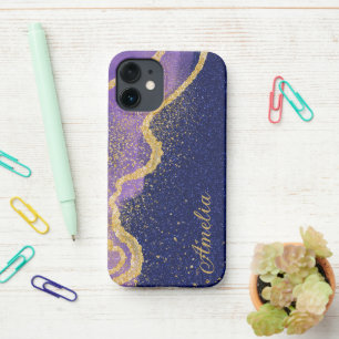 Coque iPhone 12 Mini Parties scintillant élégante monogrammed Nom