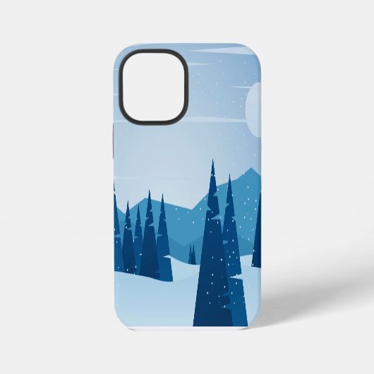 Coque iPhone 12 Mini Paysage hivernal avec neige (Verso)