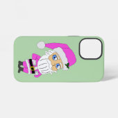 Coque iPhone 12 Mini Père Noël chibi en costume rose (Verso Horizontal)