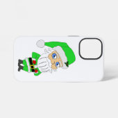 Coque iPhone 12 Mini Père Noël chibi en costume vert (Verso Horizontal)