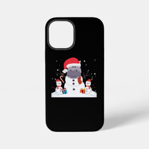 Coque iPhone 12 Mini Père Noël drôle Hippo Noël Bonhomme de neige Cadea
