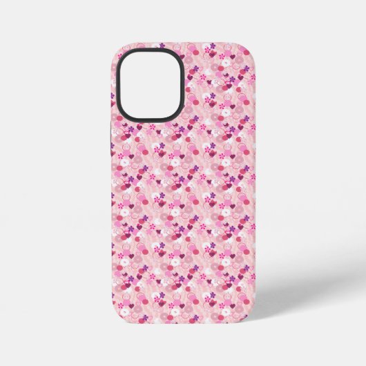 Coque iPhone 12 Mini Perles, Fleurs et Rose (Verso)