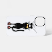 Coque iPhone 12 Mini Personnage de chat drôle qui gratte le tissu (Verso Horizontal)