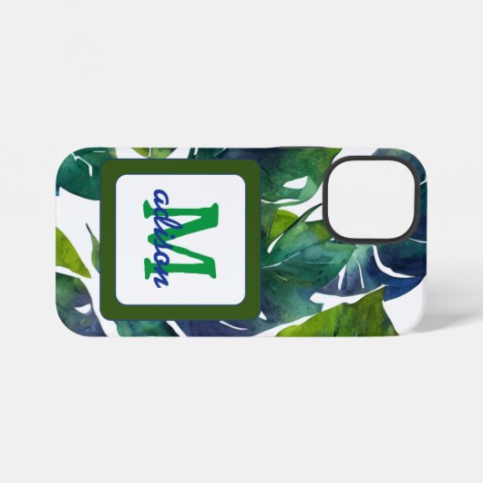Coque iPhone 12 Mini Philodendron vert Feuille Foliage Botanique (Verso Horizontal)