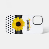 Coque iPhone 12 Mini Pointe Chic de Polka de tournesol (Verso Horizontal)