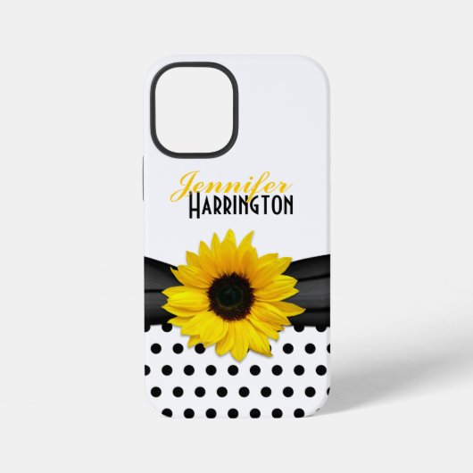 Coque iPhone 12 Mini Pointe Chic de Polka de tournesol (Verso)