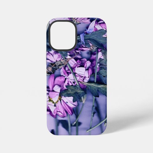 Coque iPhone 12 Mini PopSocket Floral Rose et Bleu (Verso)