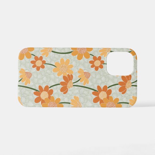 Coque iPhone 12 Mini Pretty retro muted 1970 s flowers (Verso Horizontal)