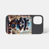 Coque iPhone 12 Mini Raccoon dans un bleu Uniform iPhone / coque ipad (Verso Horizontal)