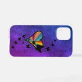 Coque iPhone 12 Mini Rainbow heart and Butterfly (Verso Horizontal)