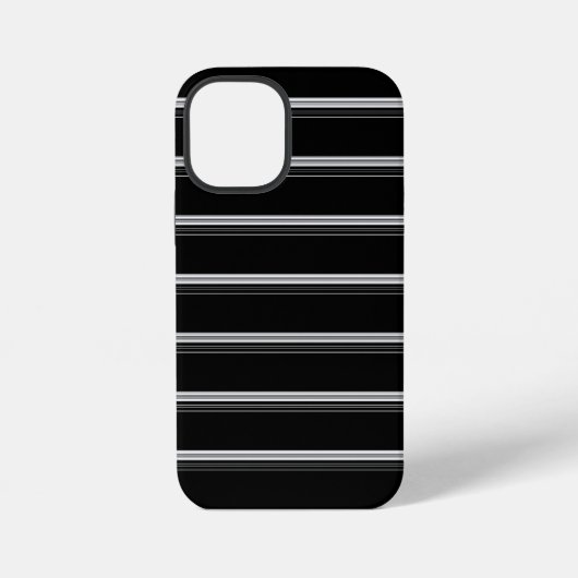 Coque iPhone 12 Mini Rayé noir blanc chic (Verso)