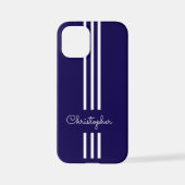 Coque iPhone 12 Mini Rayures de course tendance moderne monogrammées  (Verso)