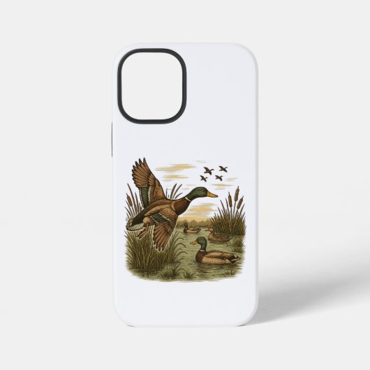 Coque iPhone 12 Mini Retro-Flying-Mallard-Duck-Hunting (Verso)