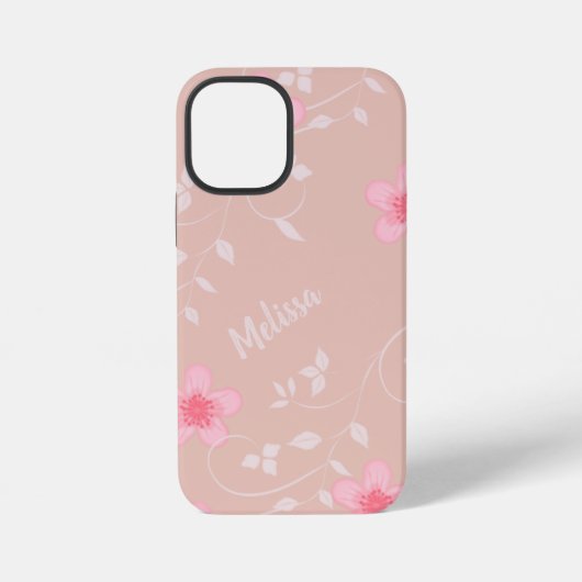 Coque iPhone 12 Mini Rose beige floral (Verso)