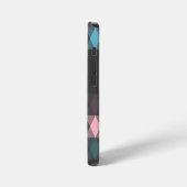 Coque iPhone 12 Mini rose bleu et gris géométrique (Côté gauche)