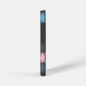 Coque iPhone 12 Mini rose bleu et gris géométrique (Côté droit)